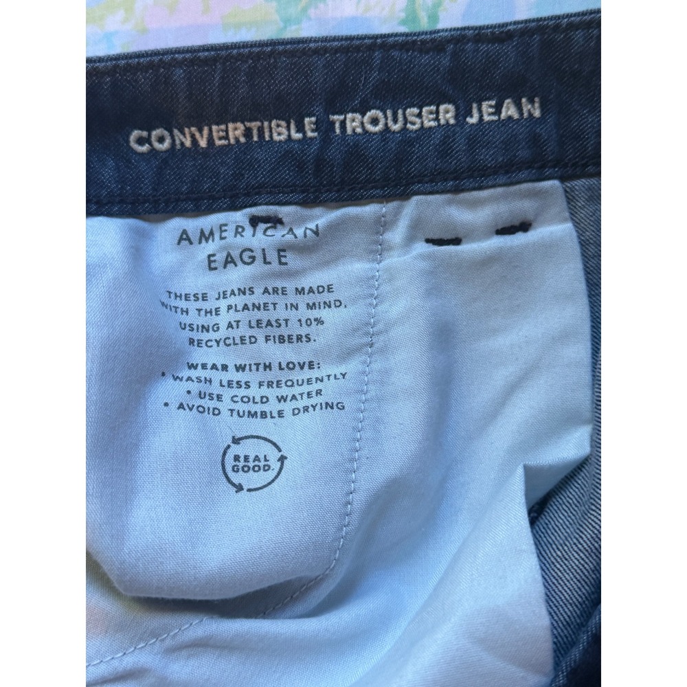 American Eagle | 2026 Baggy Wide-Leg Trouser 12 Short Convertible Denim - Picture 10 of 14
